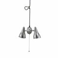 Cling 7 in. Dual Adjustable Metal Cone Pull String Pendant Ceiling, Brush Silver Nickel CL2629496